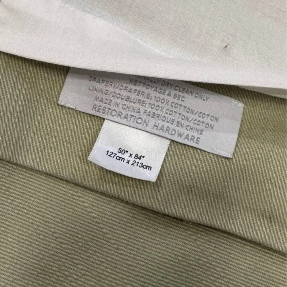 Restoration Hardware 50W x 84L Light Green/Grayish Green Lined Drapes